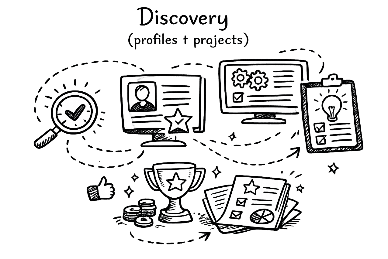Discovery (profiles + projects)